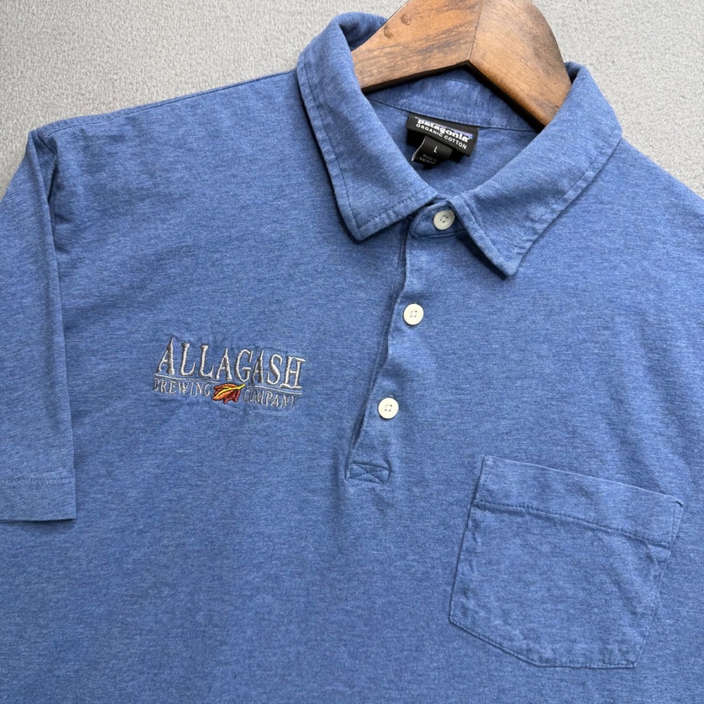 Patagonia Polo Mens Large Blue Allagash Brewing Company Short Sleeve STY52776ā